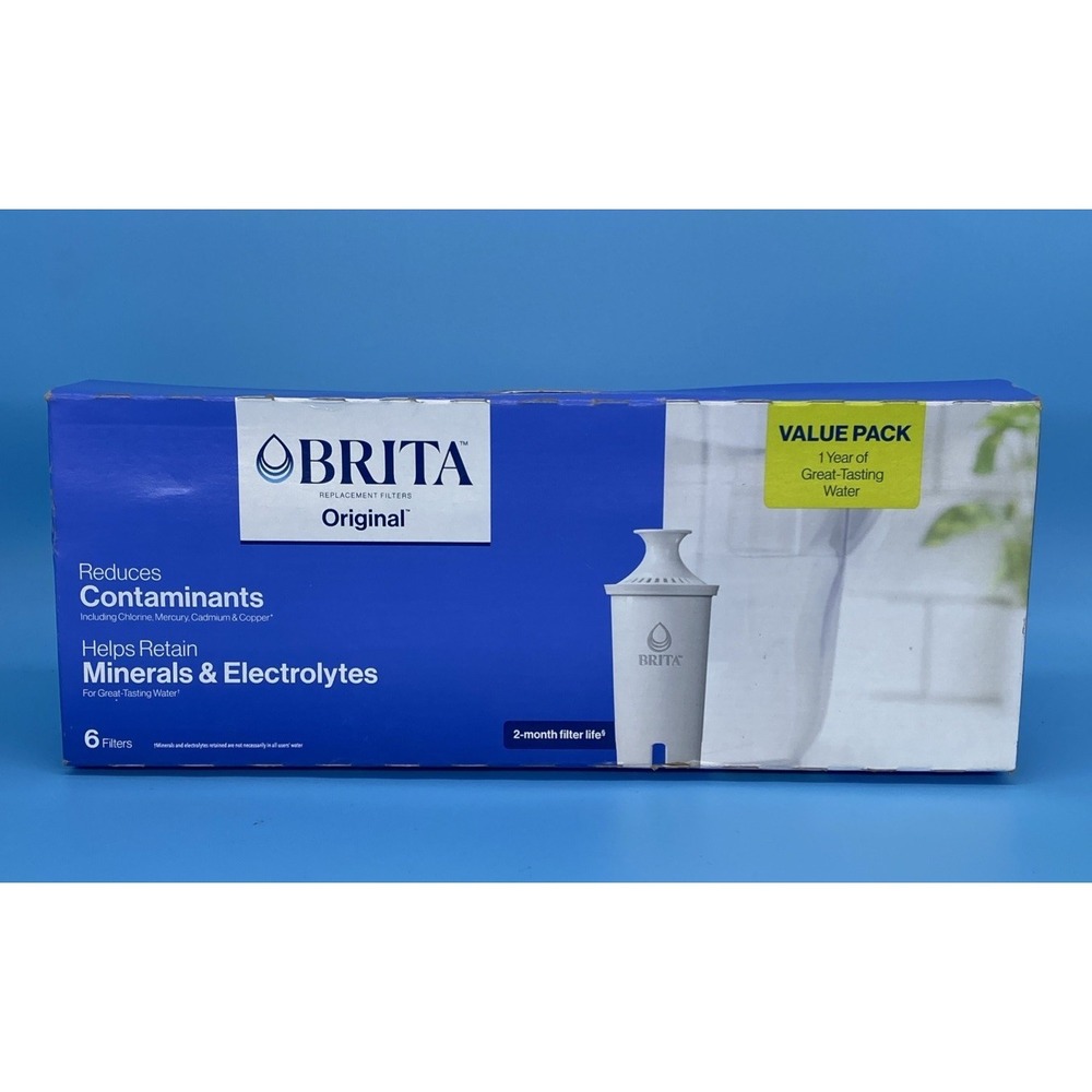 6 Pack Brita‎ Standard Water Filter OB03 for Pitchers, Dispensers Reduces Copper